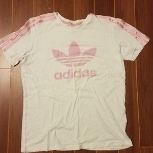 Pink and white adidas shirt
